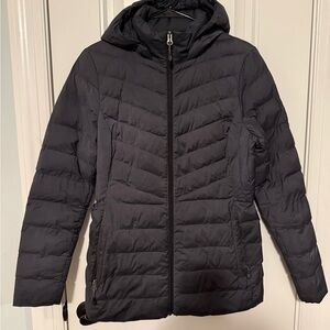 Puffer Jacket with Hood - charcoal color
